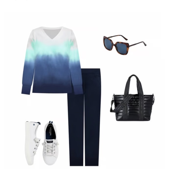 T by Talbots slub French terry pleated back pullover - Picture 4 of 7